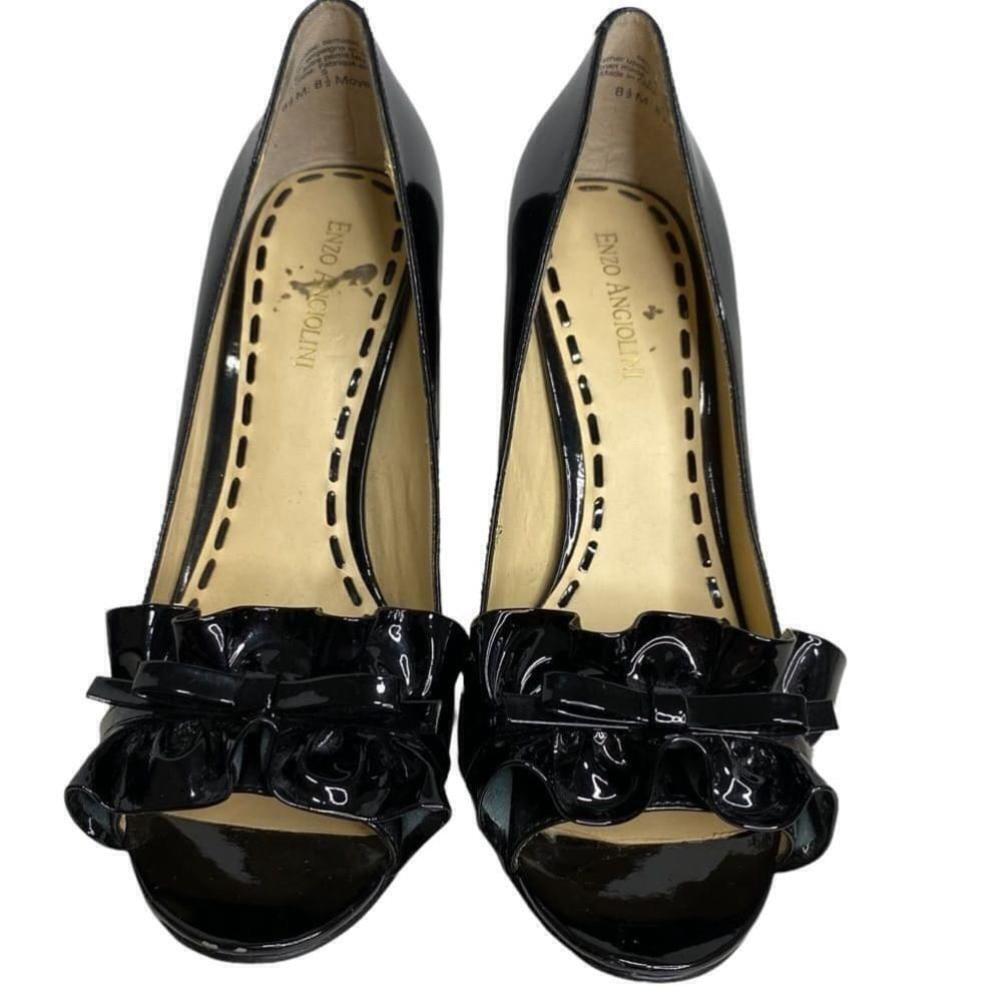 Enzo Angliolini - Black Patent Ruffle Detail Peep Toe - 8.5 - China - Picture 3 of 13